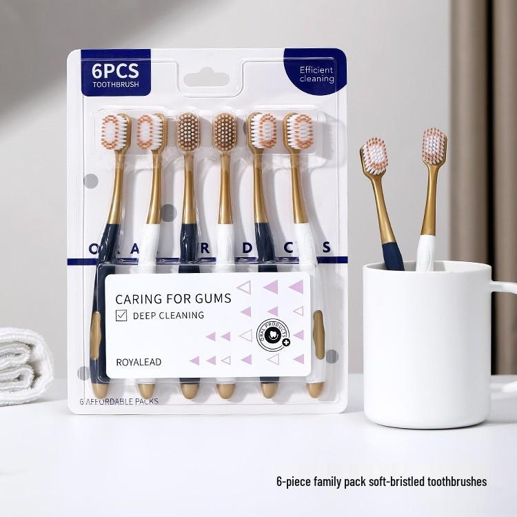 Premium Ultra-Soft Bristle Toothbrush with Dense Silk, Anti-Sensitivity, Family 6-Pack for Adults.