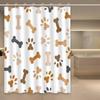 1Pc Modern Simple Cartoon Bone And Paw Print Shower Curtain Polyester Fabric, Machine Washable, Suitable For Bathroom Decoration