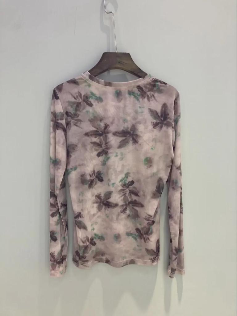 Włoski Styl Elegancka 2024 Letnia Artystyczna Rozmazana Niepillingująca Koszula Damska