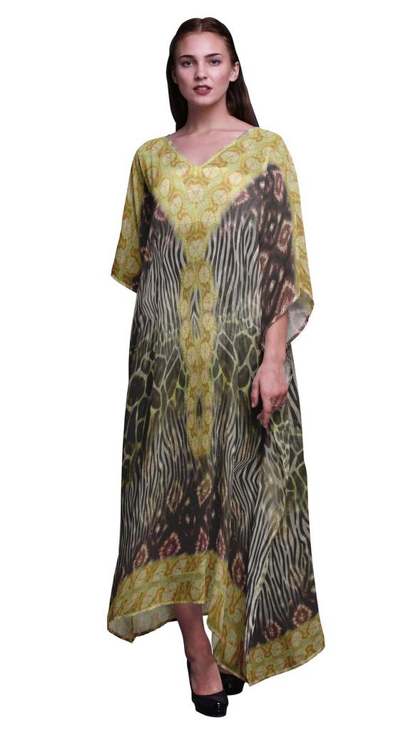 Phagun Giraffe & Zebra Animal Skin Beach Kaftan Bikini Cover up Womena    s Maxi Dress Long