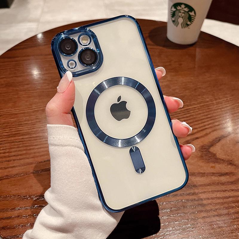 Compatible MagSafe Case with Lens Film for Apple 15 Pro Max/14 Pro/13 Transparent