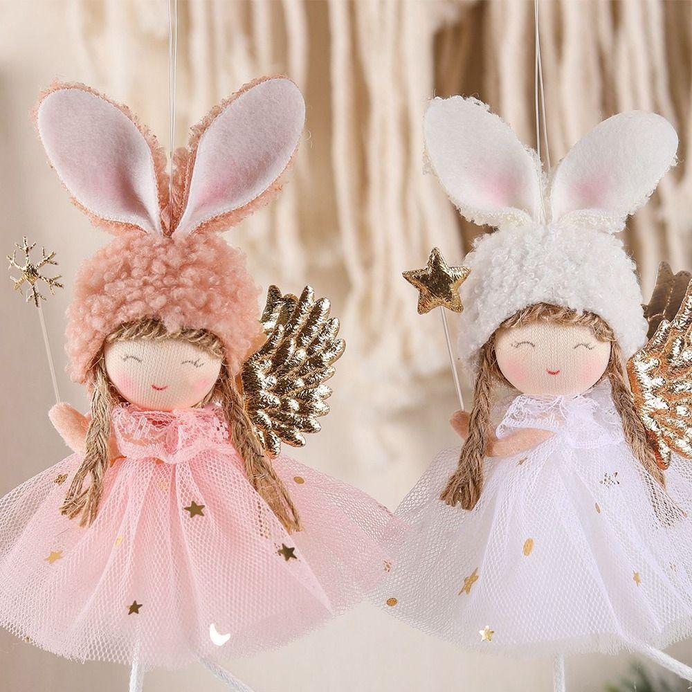 Cartoon Christmas Rabbit Ears Angel Dolls Handmade Christmas Tree Decoration  Home Xmas Decor