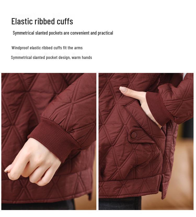 Damen 2024 Argyle Daunen Baumwolljacke - Kurzer Wintermantel, Kleine Größe, Oberbekleidung für Mütter