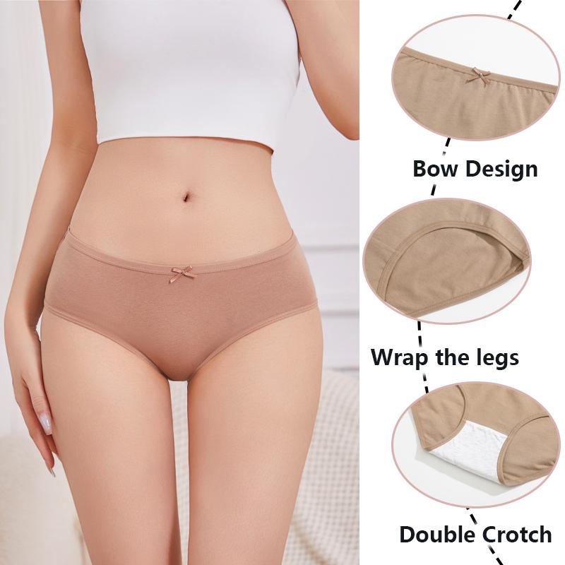 FINETOO 4 Stück Baumwolle Damen Unterwäsche Nahtlos Übergröße Niedrige Taille Slips Mädchen Bequeme Einfarbige Gemütliche Slips Dehnbare Lingerie