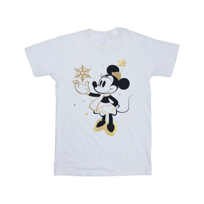 Disney Girls Minnie Mouse Snowflake Cotton T-Shirt