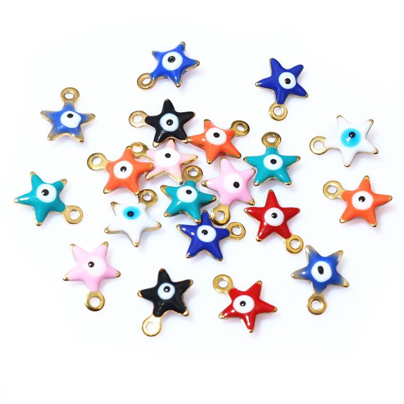 20pcs 10x8.5mm Enamel Evil Eyes Star Charms Pendant Stainless Steel DIY Jewelry Making Accessories Findings Bracelet Earrings