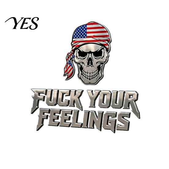 Trailer Emblem Sticker Skull Truck Decal, F Your Feelings Skeleton Car Sticker, PVC Badge for Toolbox Decal Tailgate Bumper Toolbox, Rustic Decor SUV 1pc