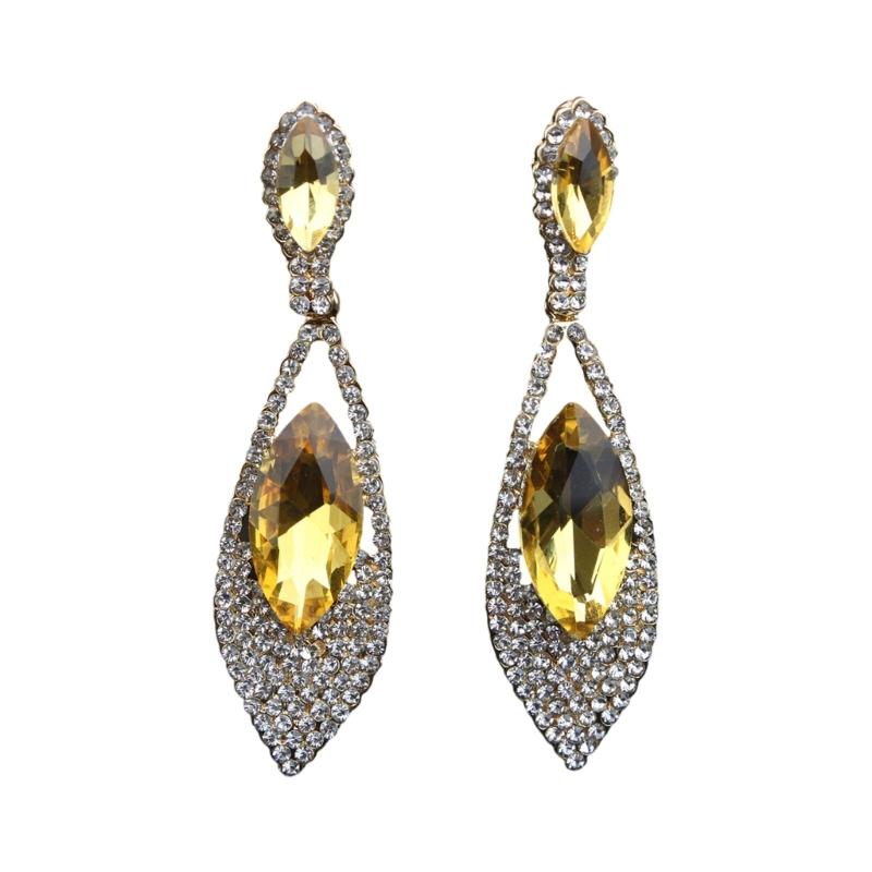 Imitation Diamonds Dangle Earrings for Women Ear Pendants with Rhinestones Teardrop Handmade Cubic Zirconia Earwear