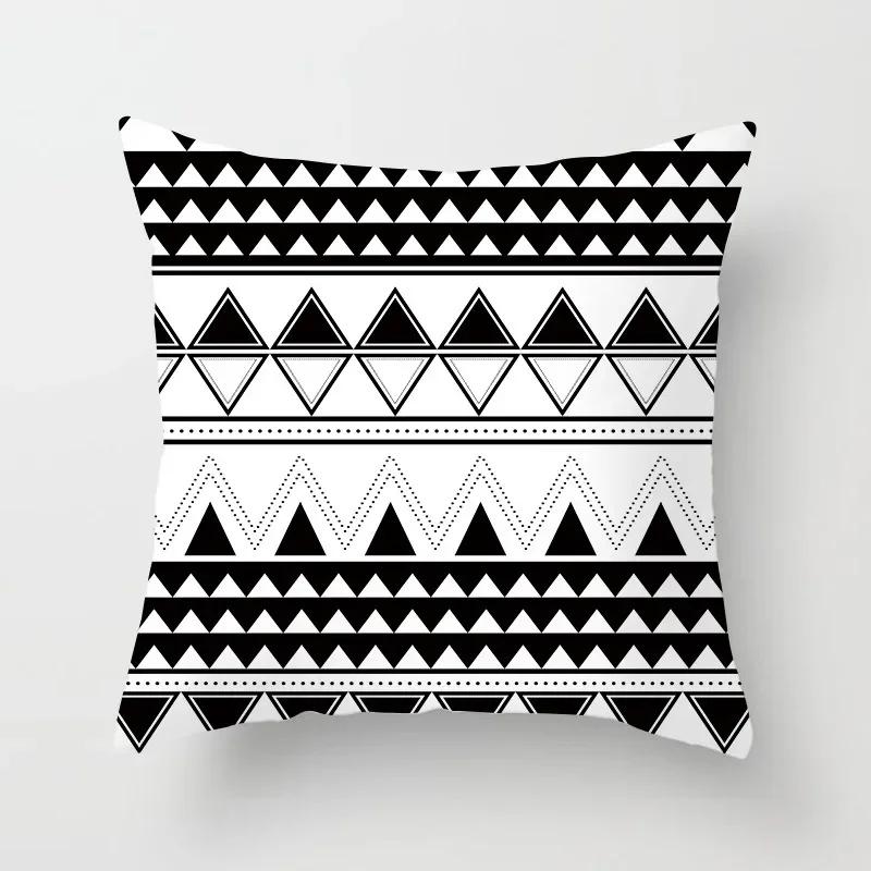 VIKAMA Minimalist Black White Cushion Cover Aesthetic Geometric Print Sofa Pillow Cover Living Room Car Soft Home Decor