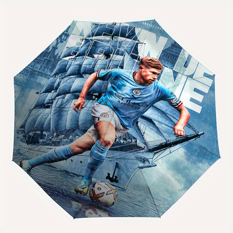Soccer Player, Manchester City Automatic Opening and Closing Umbrella, Compact Travel Umbrella, Lightweight and Portable, Suitable for Beach