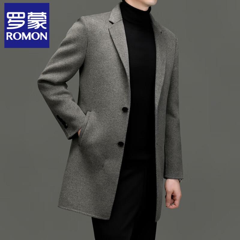 Luomeng Men's Mid-length Double-faced Wool Coat with Detachable Down Liner