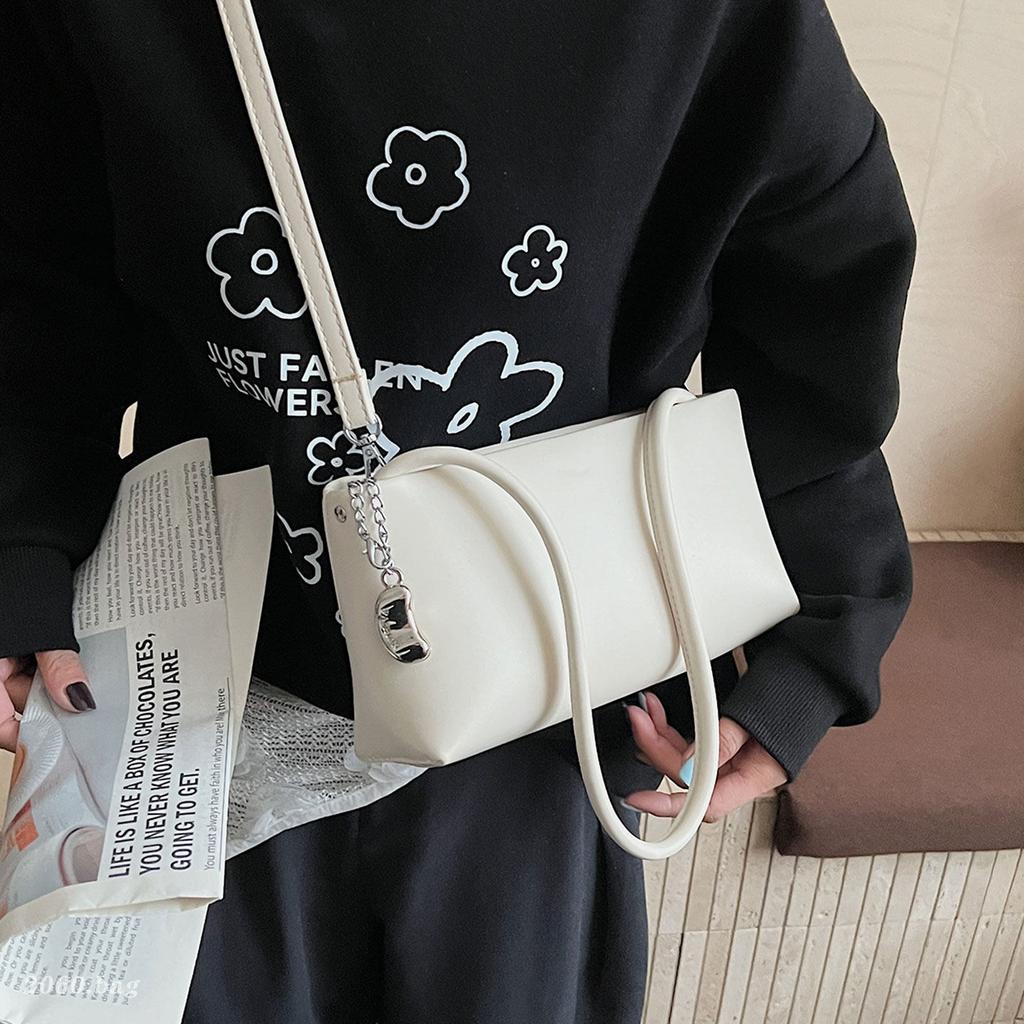 Red Bridal One Shoulder Underarm Bag Texture PU Versatile Crossbody Bags Spring Summer New Style Simple Handbag with Pendant