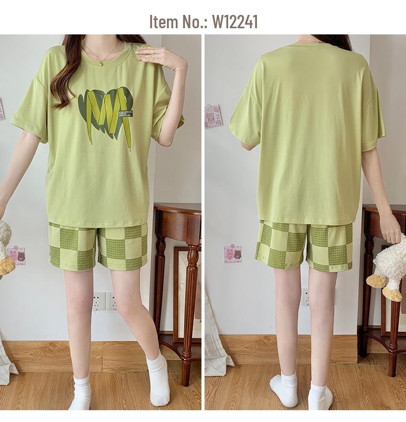 Women's Summer Modal Pajamas: Short Sleeve, Thin Style, with Chest Pads, Round Neck – Sweet Student Homewear