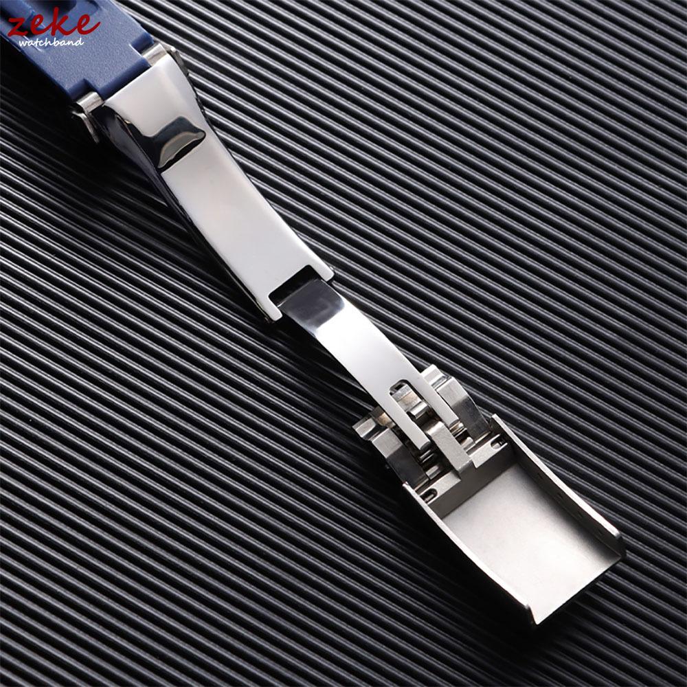 Für Rolex Silikon Uhrenzubehör für GMT Submariner Grün Schwarz Uhrenarmband Flache Schnittstelle Armband 20mm Faltschließe