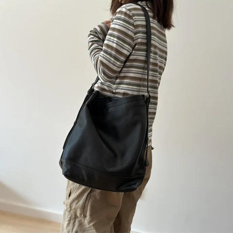 Johnature Leisure Large Capacity Soft Cowhide Women's Bag Genuine Leather Texture Versatile Shoulder Bag