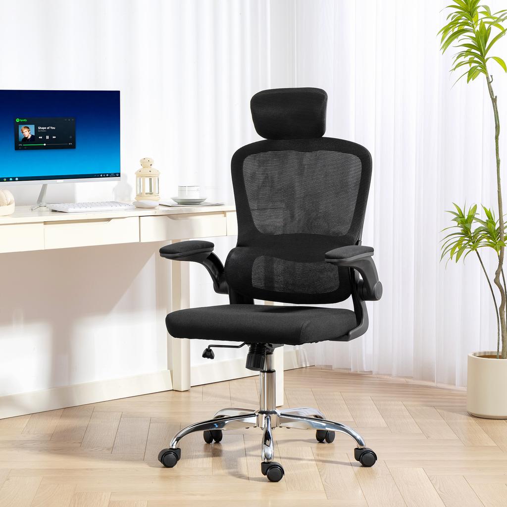 Mesh Back Office Chair, with Lumbar Support - Black