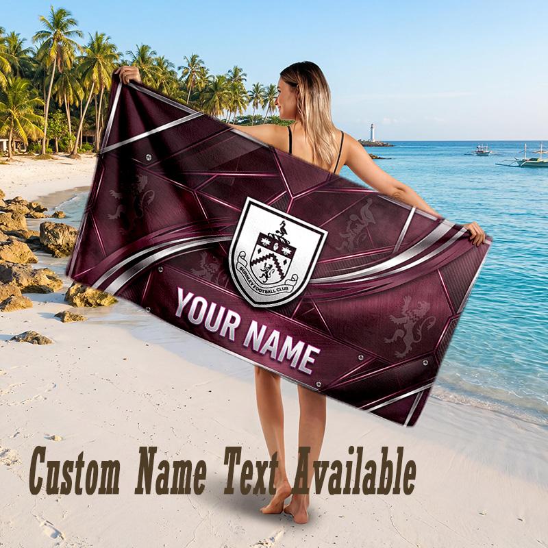 Burnley Football Design Beach Towel Custom Text Large Towel for Beach Vacation