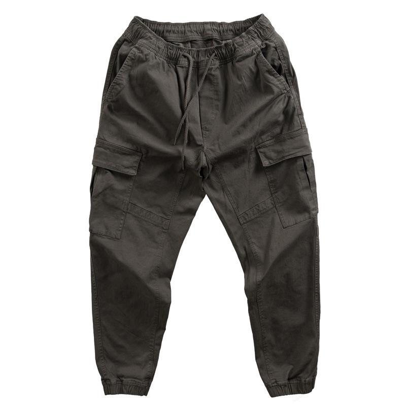 Autumn Micro-Elastic Khaki Retro Lace-Up Men's Casual Overalls