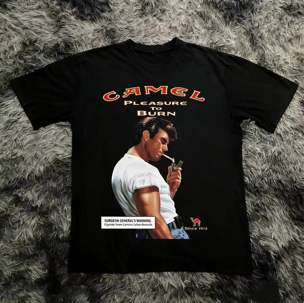 White Vintage Advertising Camel Brand Popular Culture Tshirt Cotton Graphic Tee Unisex Unisex Summer Streetwear