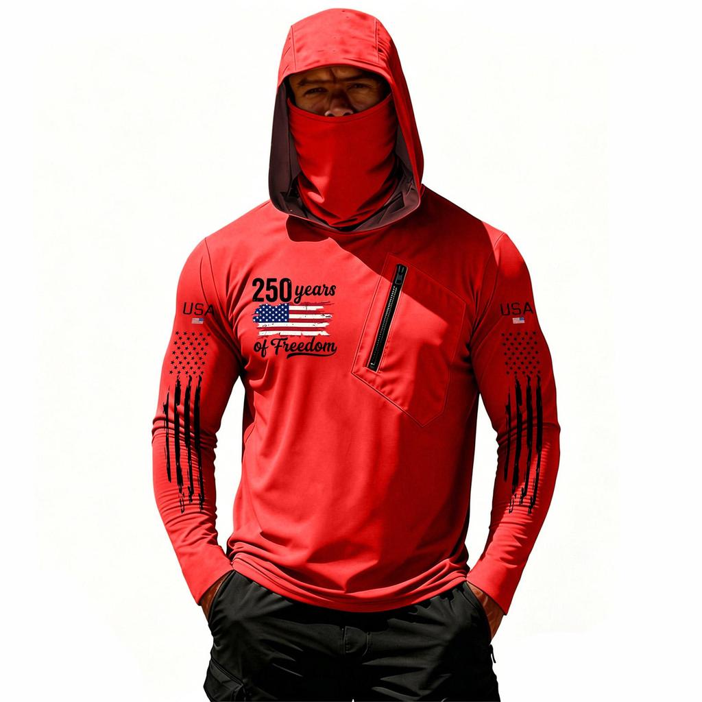 Camiseta Casual con Capucha de Manga Larga para Hombre con Protección Solar