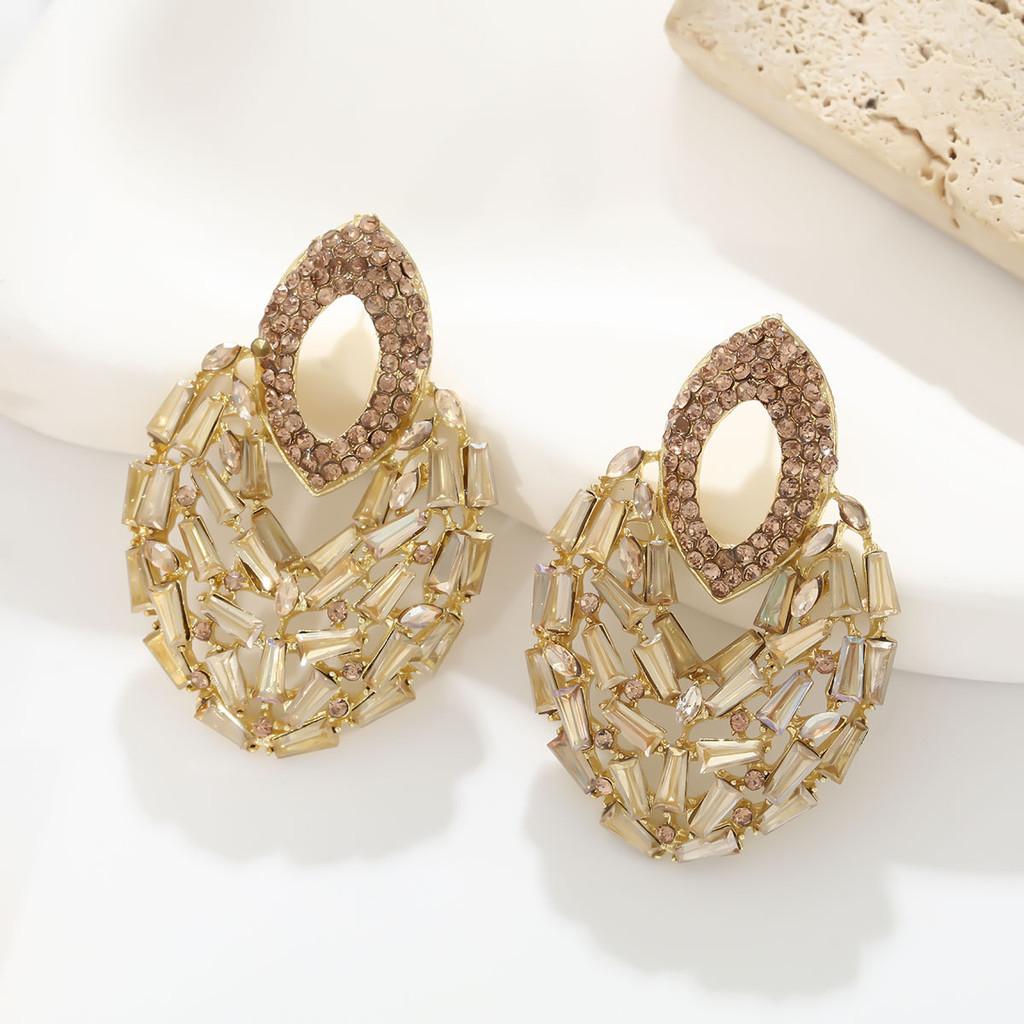 Geometric Alloy Dangle Earrings With Gold Ear Pins For Fashion Women