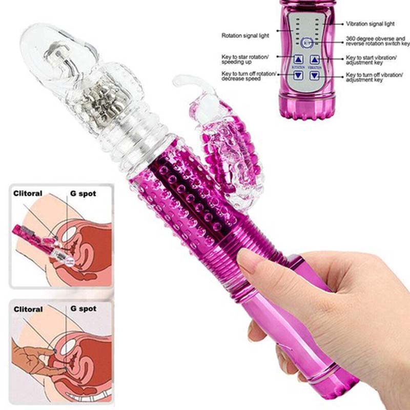 Rotating Vagina Vibrator Double-Ended Stimulator Thrusting G-Spot Massager Sex Toy for Women