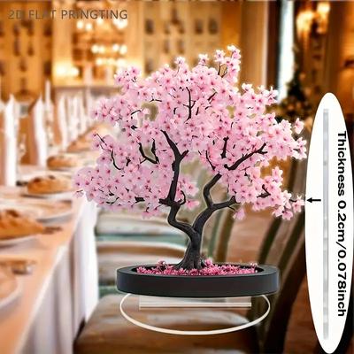 Bohemian Style Cherry Blossom Bonsai Tree, Pink Cherry Blossom, Desktop Decoration, Perfect Valentine's Day Gift, 2D