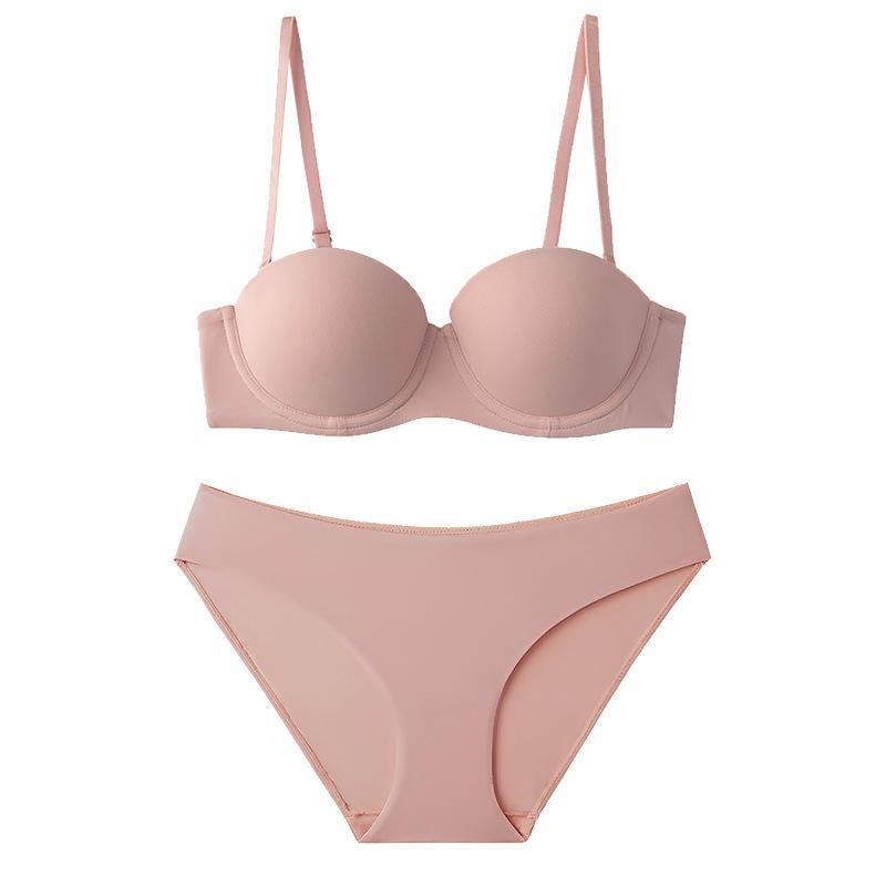 Summer sexy seamless underwear half cup smooth non-slip strapless underwear small breasts gather anti-sagging bra