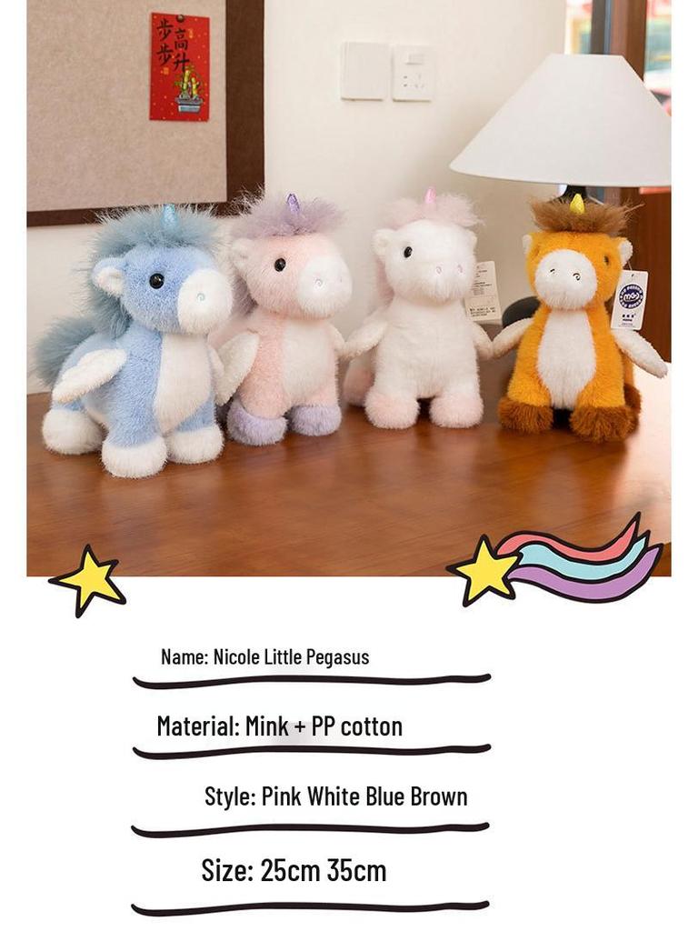 Nicole Pony Plush Doll: Cute Mustang Figurine and Sleeping Pillow for Kids