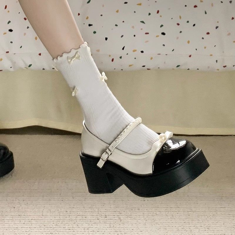 Small Mary Jane Shoes For Women With Pu Upper And Thick Heel For Daily Wear