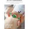 "Elegant Women's Bracelet Watch Green Crystal Waterproof Quartz Simple Rose Gold"