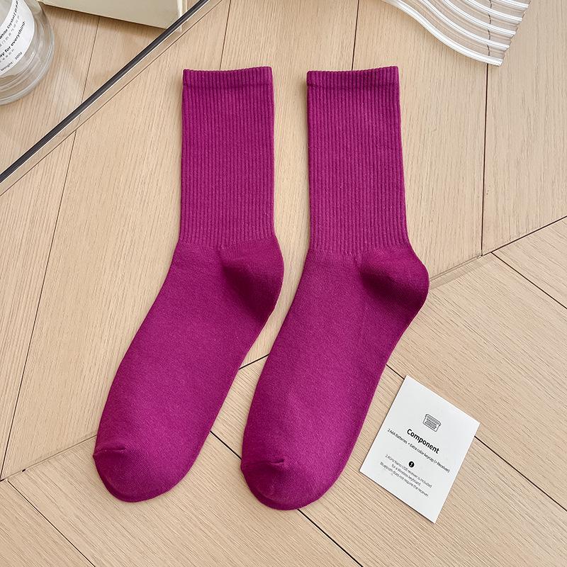 Bunte Damen Baumwoll Kniehohe Tanzsocken: Macaron Bonbonfarbe, Wadenlang, Japanischer Stil