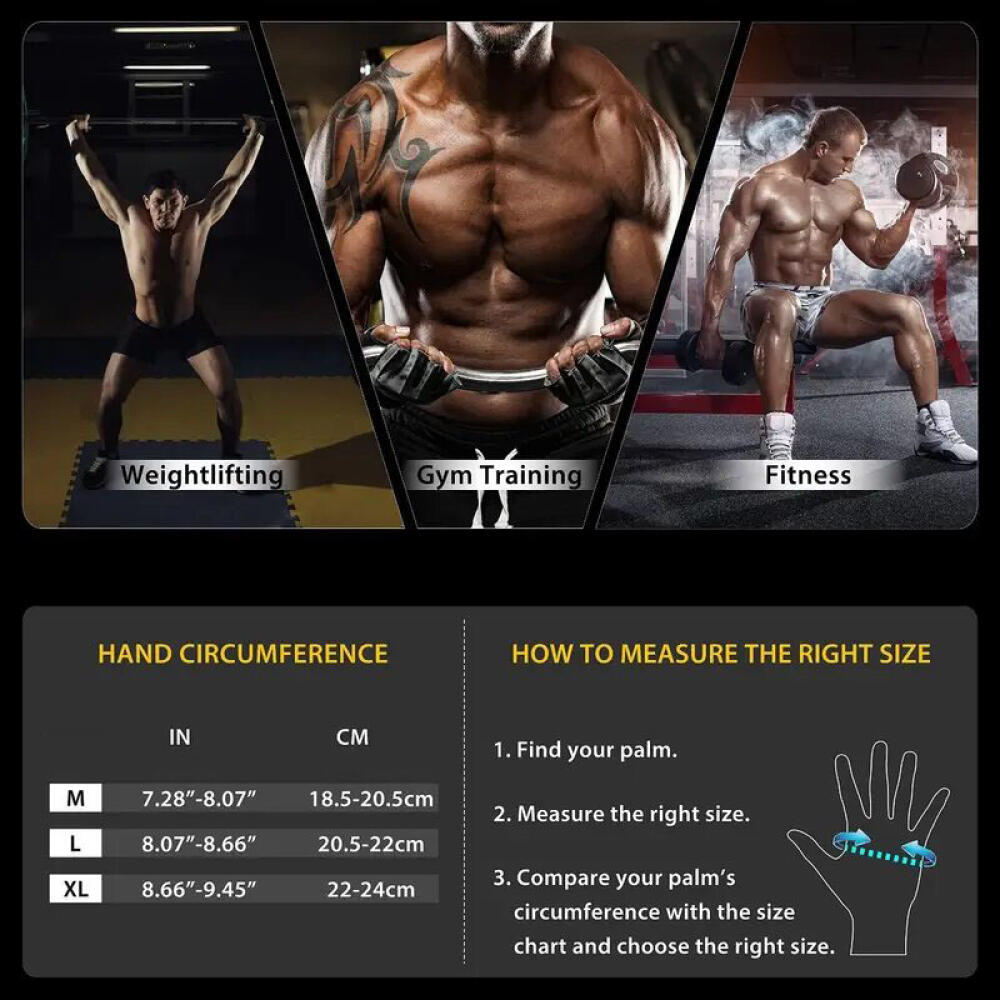 Half Finger Gym Gloves Wear Resistant Weightlifting Gloves with Wrist Support Wristwrap Gloves for Pull Ups Crossfit Exercise