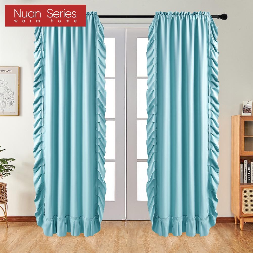 1 Stück, Nuan-Serie, 70–80 % Verdunkelung, einfarbige Verdunkelungsvorhänge mit gerüschtem Rand für die Heimdekoration im Wohnzimmer, Schlafzimmer