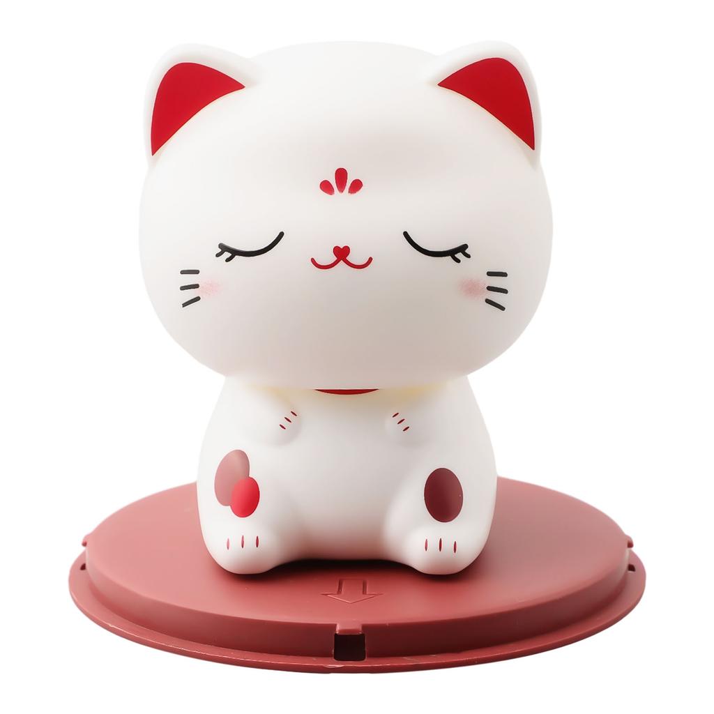 1pcs Solar Powered Maneki Neko Waving Arm Beckoning Fortune Cat Swinging Nodding For Home Office Car Decordesktop Ornament