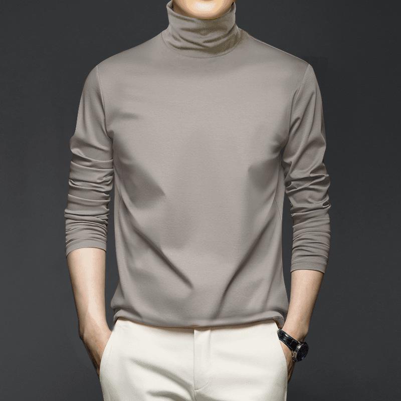 Men's Autumn/Winter High-Neck Anti-Static Liquid Ammonia Mercerized Cotton Long-Sleeve Base Layer Shirt