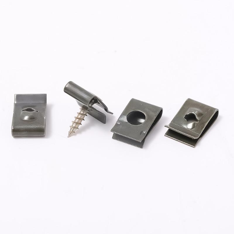 Car Motorcycle Metal Screw Fastener Clips U-Type Clip with Screw Anti-rust Protection Clip Screw Buckle Auto Iron Sheet 50/10pcs