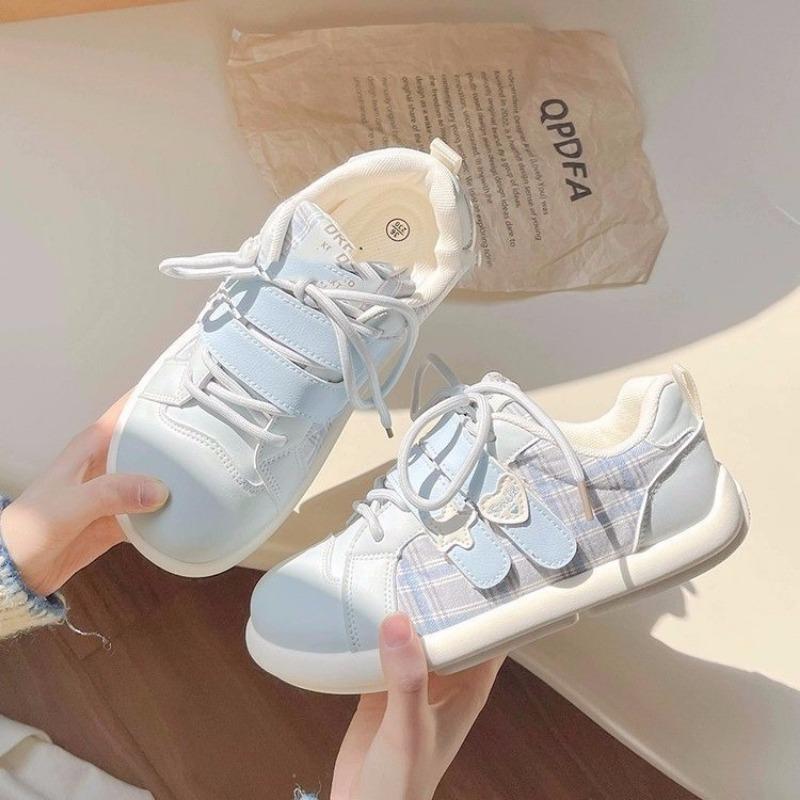 

Spring and summer new dopamine board shoes women s casual shoes leather Velcro lace-up niche sports shoes 35 синий