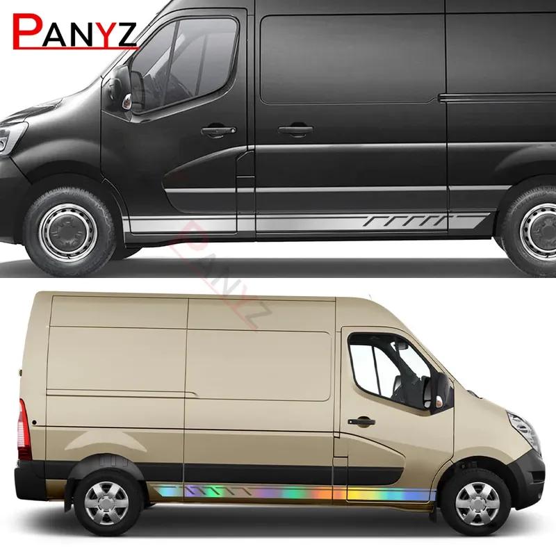 2PCS Car Door Side Stickers For Renault Master 1 2 3 Mk2 MK3 Day Van Camper Motorhome Stripes Decals Conversion Accessories