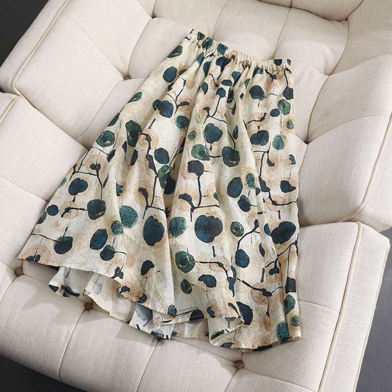 

Юбка-полуюбка большого размера с принтом дождевых чернил, длинная юбка в стиле ретро с высокой талией, утягивающая, темпераментная, А-силуэт, большая юбка-свитер 2XL