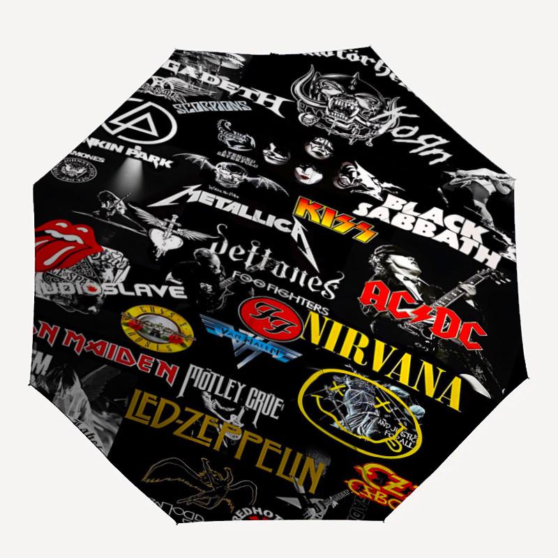 

1PC Metal Bands Automatic Open/Close, 8-Rib Durable Frame Compact Travel Umbrella for Men & Women S1222032