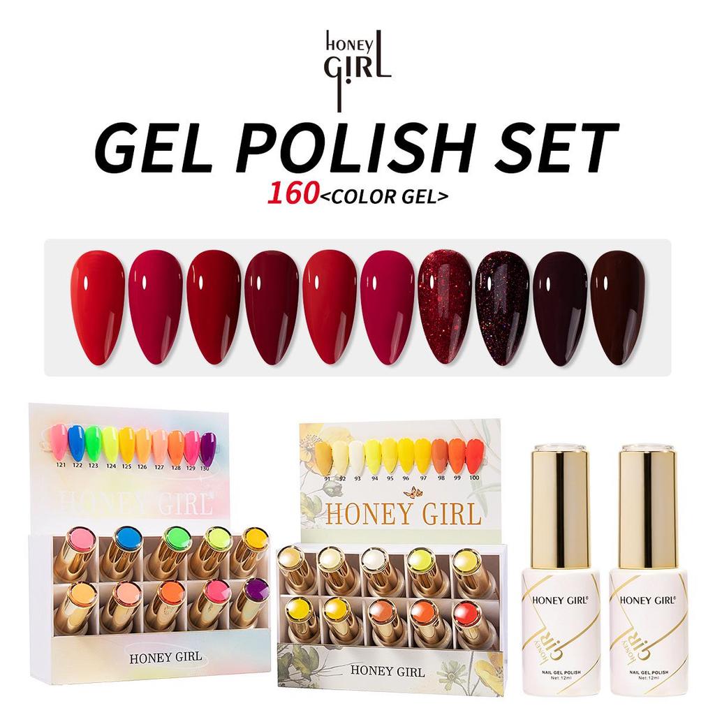 160-Color Versatile Solid Nail Gel Polish Set - New Season Bestseller