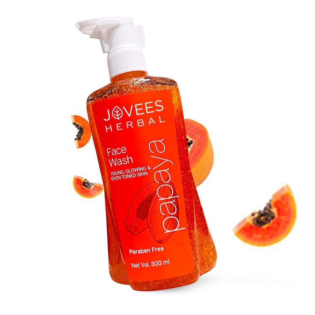 Jovees Herbal Papaya Face Wash 300ml Gentle Cleanser For Glowing Skin, Dark Spot Removal, Tan Control And Daily Hydration Suitable For All Skin Types