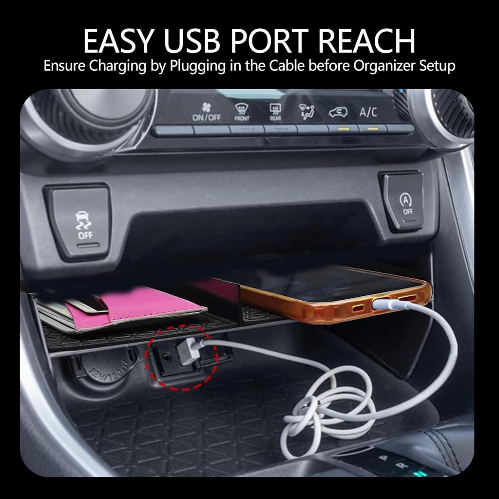 3PCS Center Console Organizer For Toyota RAV4 2025 2024  - ABS Dashboard Storage Organizer, Console Divider Storage Tray, Armrest Storage Box For RAV