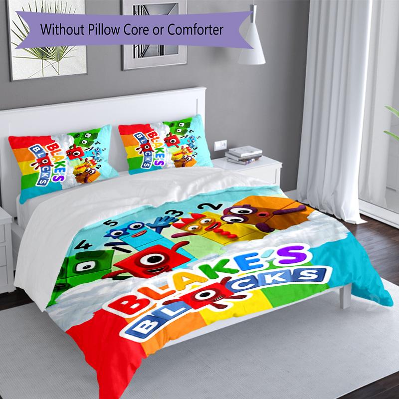 Set di biancheria da letto con motivo Numberblocks2, 3 pezzi, set copripiumino include copripiumino e federe, decorazione perfetta per la camera da letto in ogni stagione e regalo