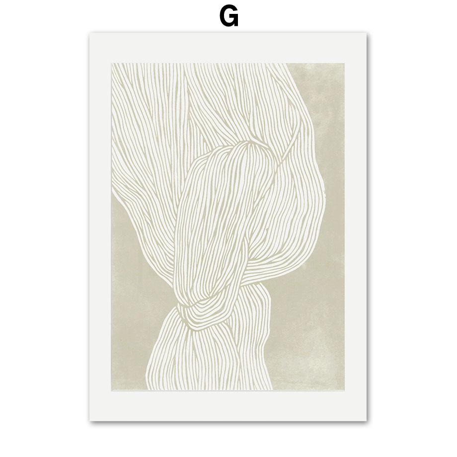 Abstract Geometric Lines Coral Girl Waves French Posters And Prints Wall Art Canvas Painting For Living Room Decorative Pictures