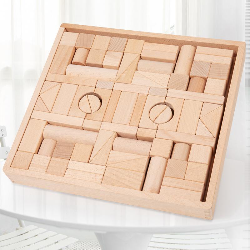 Wooden castle building block creative collage