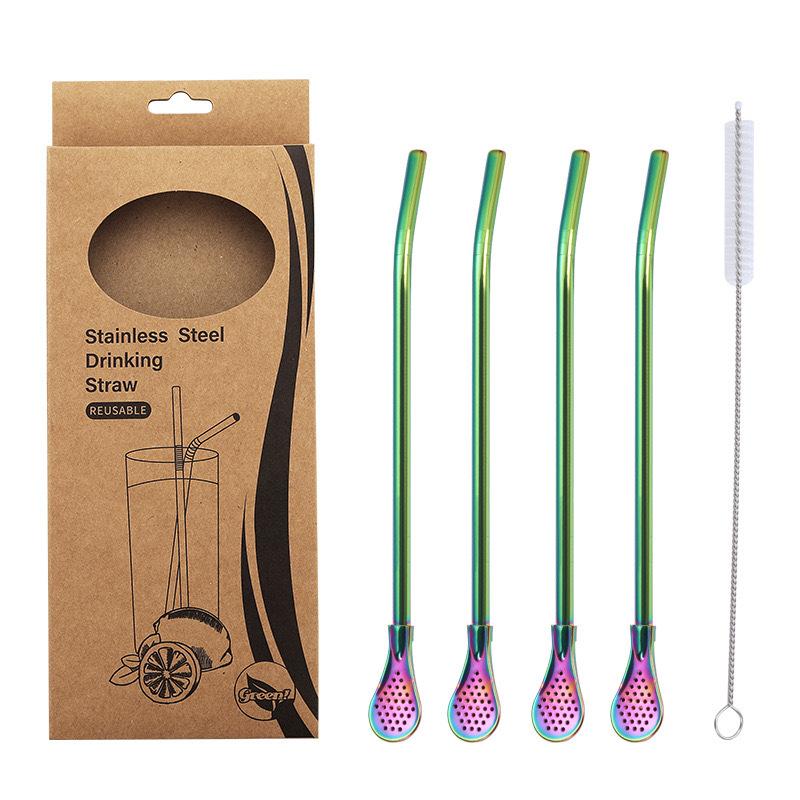 stainless steel Straws Eco-friendly Drinking Straws for Smoothie Milkshakes Tea Juice Cocktail Straw with Brush Tea, Juice