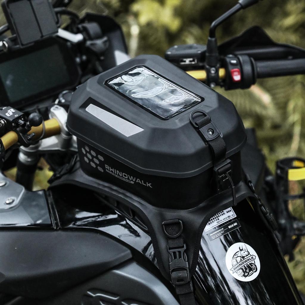 Rhinowalk Motorcycle Tank Bag, Waterproof Motorcycle Backpack with Dividers, Compatible with Honda, Yamaha, Suzuki, Kawasaki, and Harley, Black