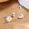 Diamond-Encrusted Four-Claw Threaded Needle, Ear Plug-Free Ball Plug Earrings, Japanese And Korean Fashion Temperament, Classic Female Earbone Nails